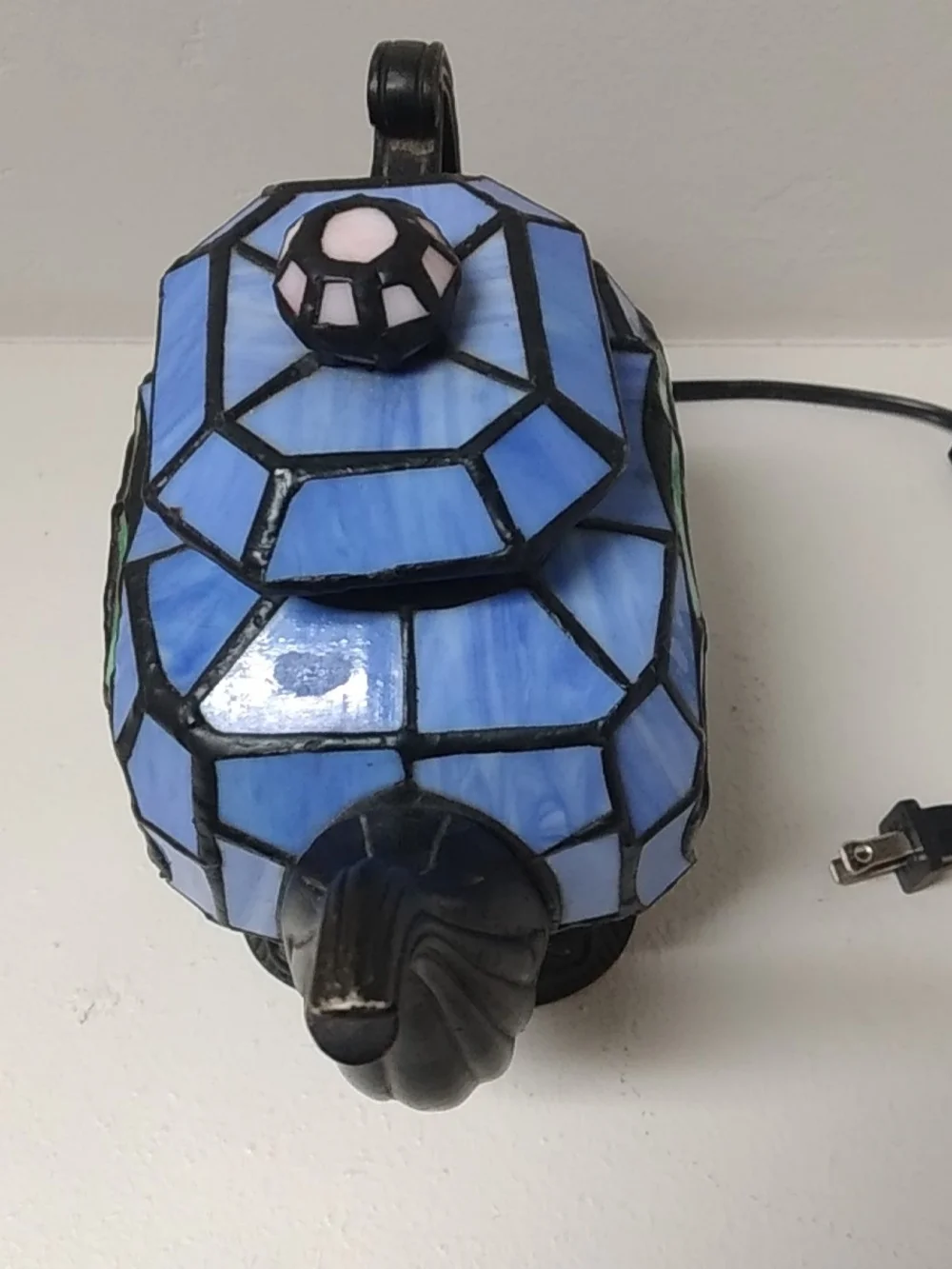 Tiffany Style Stained Glass Teapot Accent Lamp W/ Roses Nightlight Mood Light